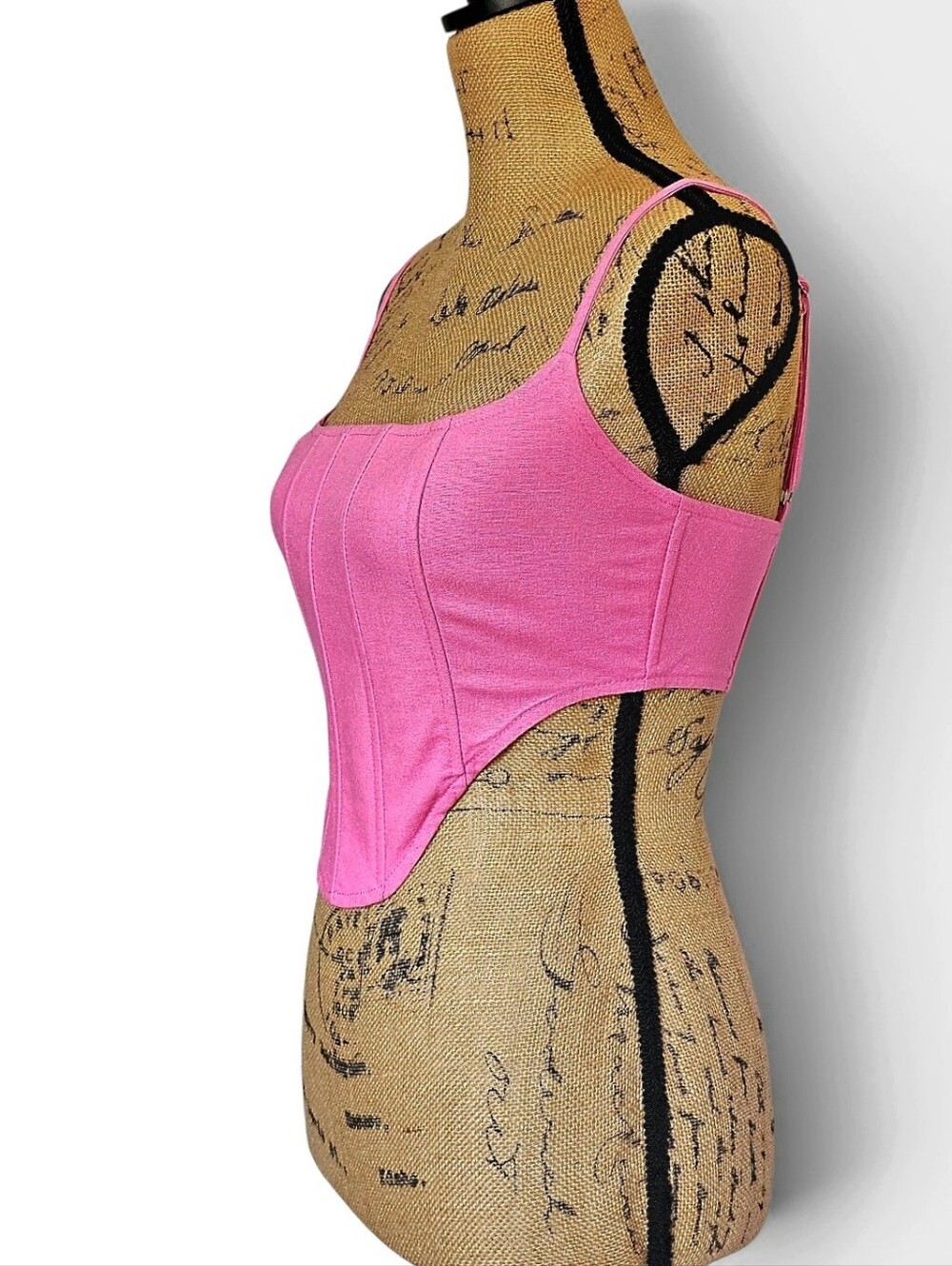 El Clet Pink Corset Tank Top Y2K Coquette Fitted Top Adjustable Straps, Size S - Picture 2 of 5